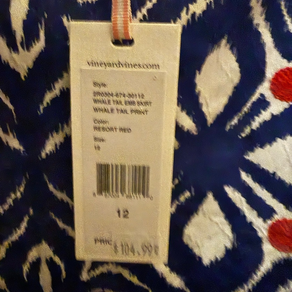 Vineyard Vines blue and red patterned skirt preppy patriotic resort New size 12 - Picture 7 of 8